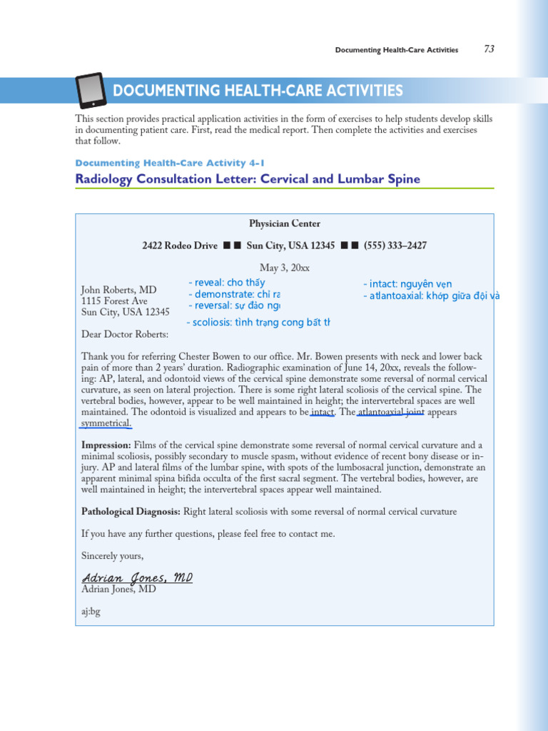Patient Care Documentation Exercises | PDF | Vertebra | Musculoskeletal ...