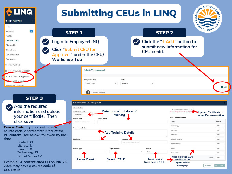 Submit CEUs in EmployeeLINQ Guide | PDF