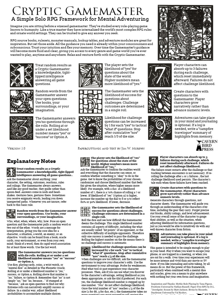 CrypticGamemaster_01_A4 | PDF | Role Playing Games | Mind