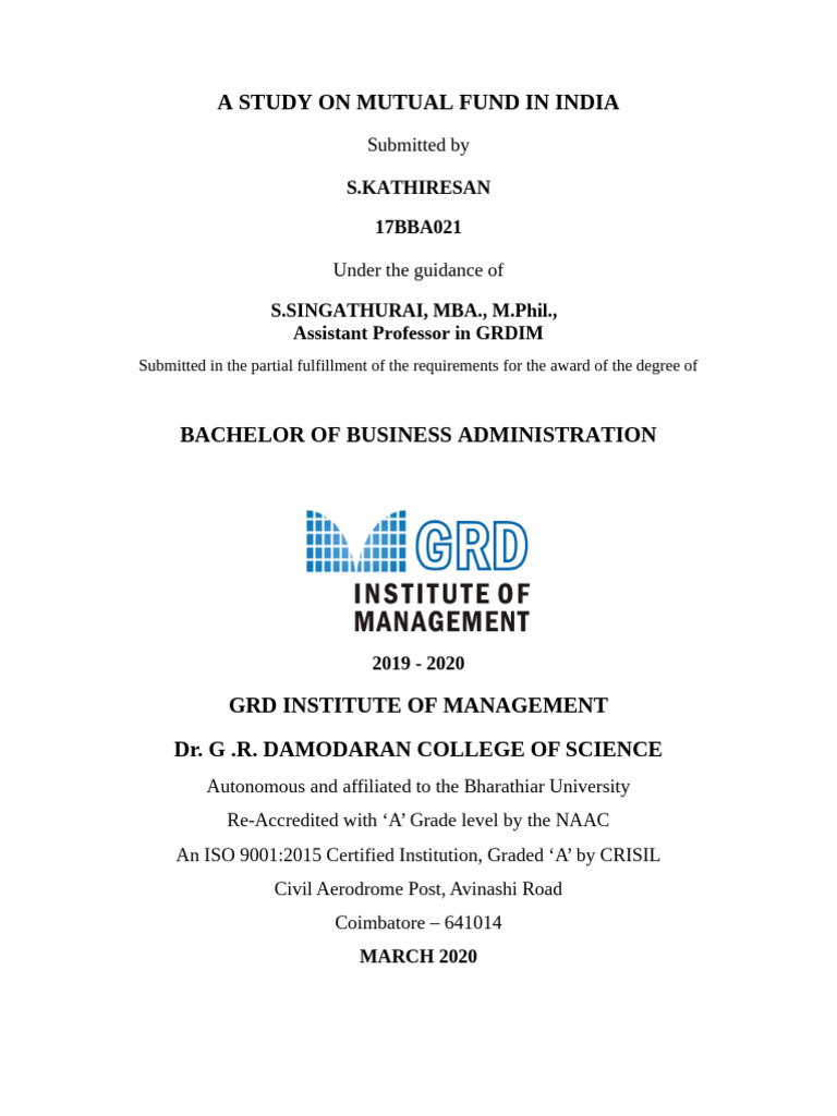 Main Project Report - Front Pages 17bba021 | PDF | Qualifications