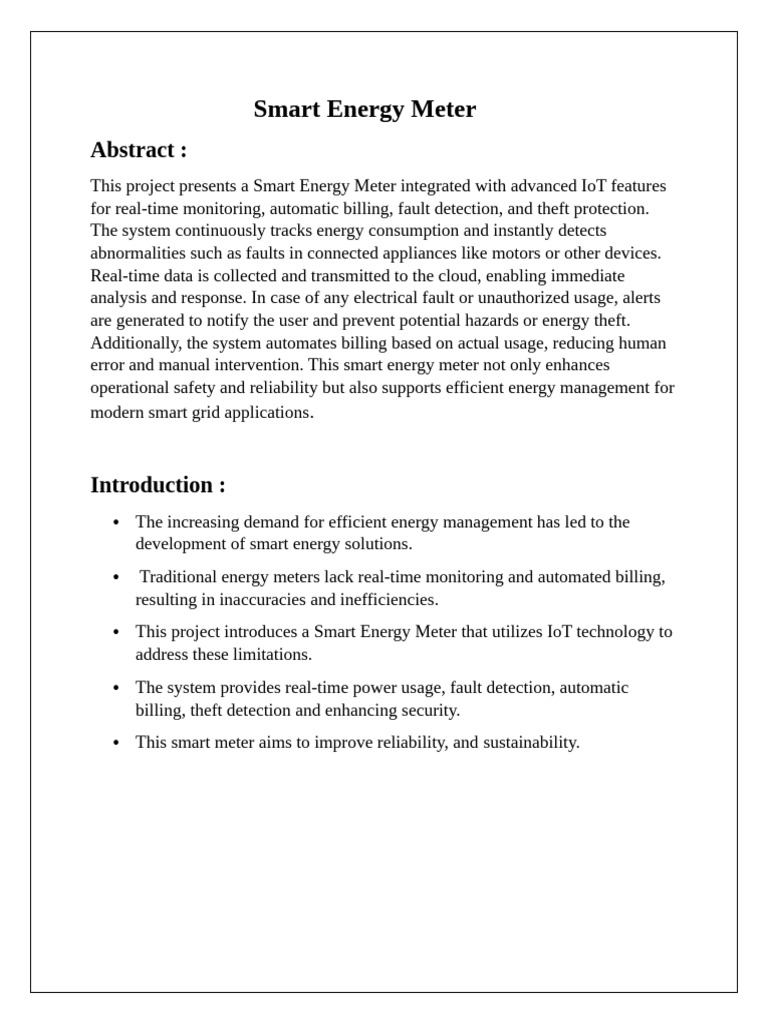 Smart IoT Energy Meter System | PDF | Internet Of Things | Energy ...