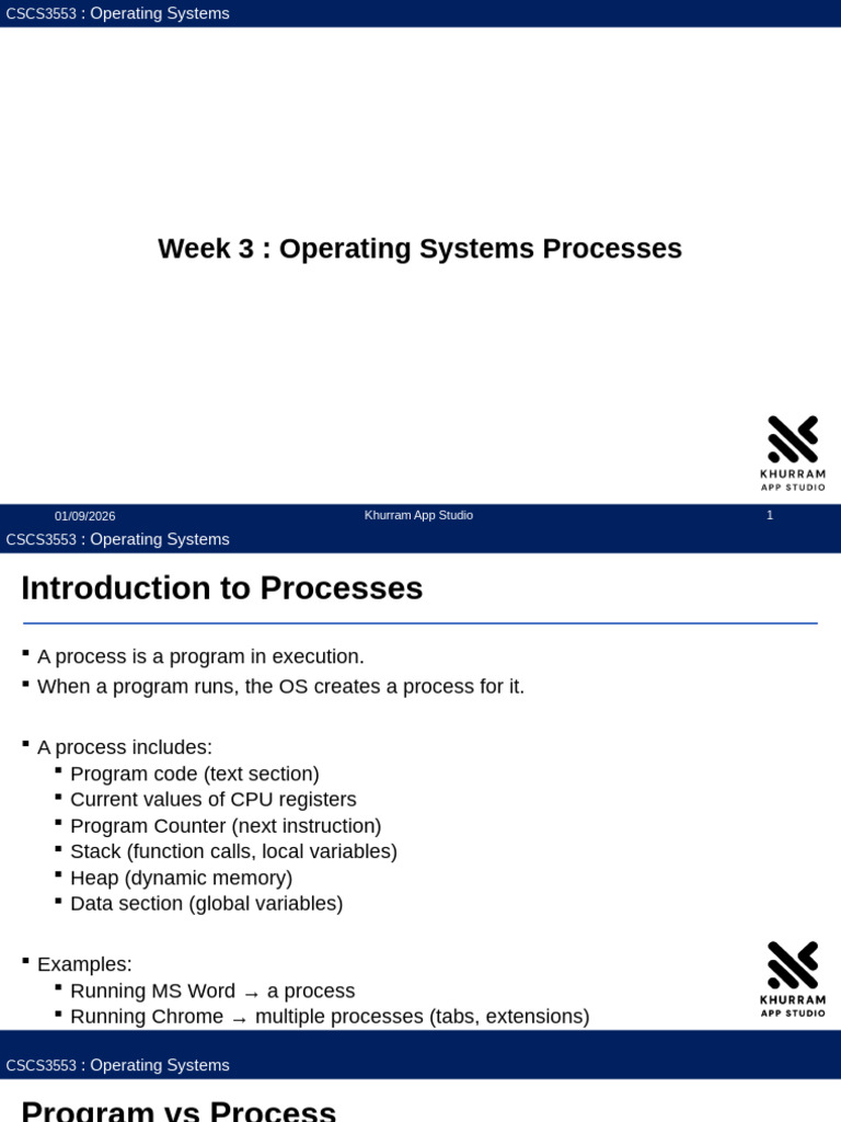 Week 3 Operating Systems | PDF | Process (Computing) | Operating System
