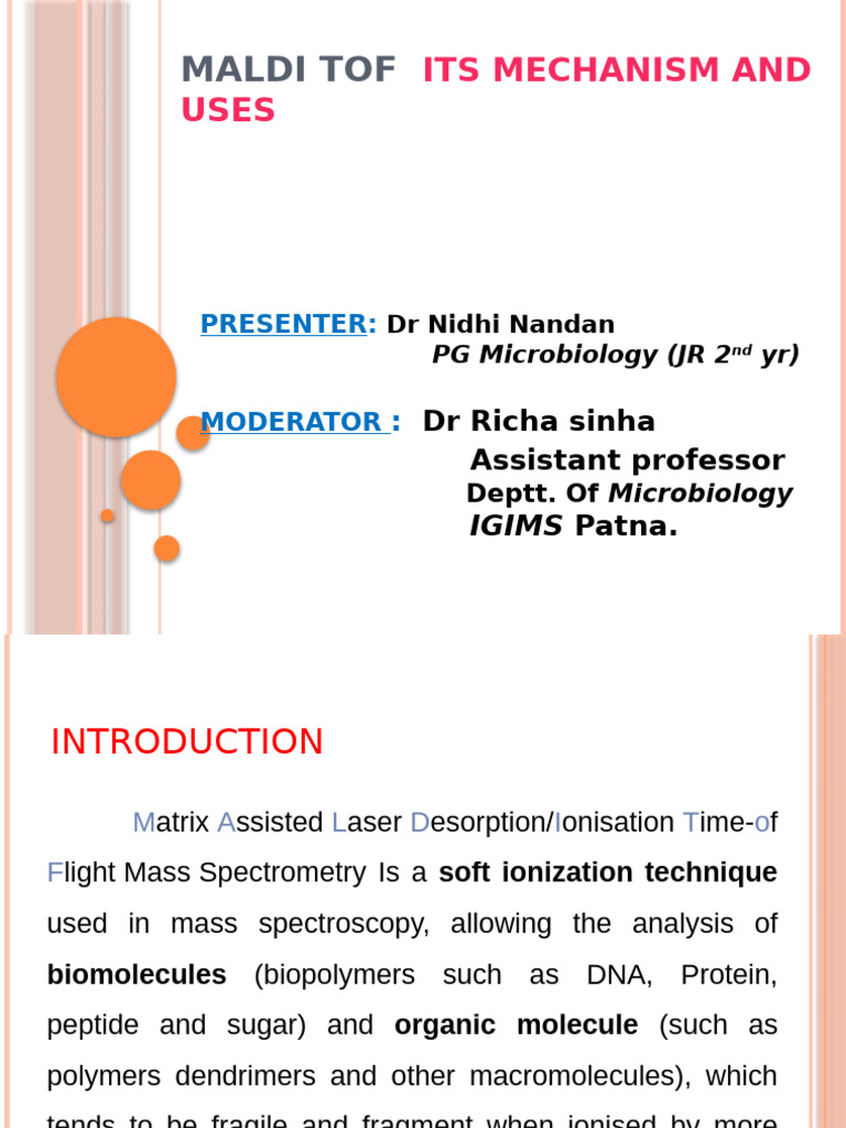 MALDI-TOF Mass Spectrometry Overview | PDF | Time Of Flight Mass ...