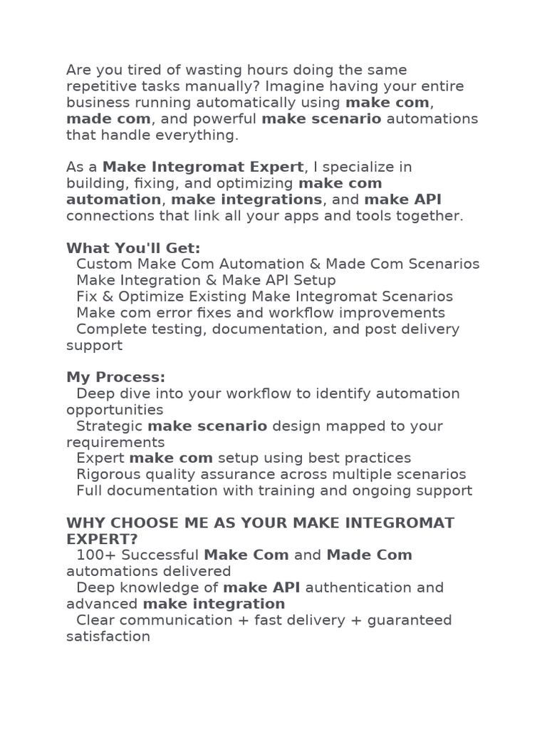 Expert Make Integromat Automation Services | PDF