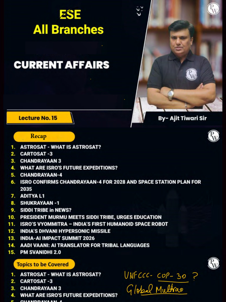 Current Affairs 15 Class Notes | PDF