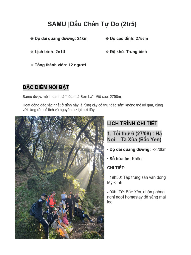 Samu Trekking Dấu Chân Tự Do | PDF