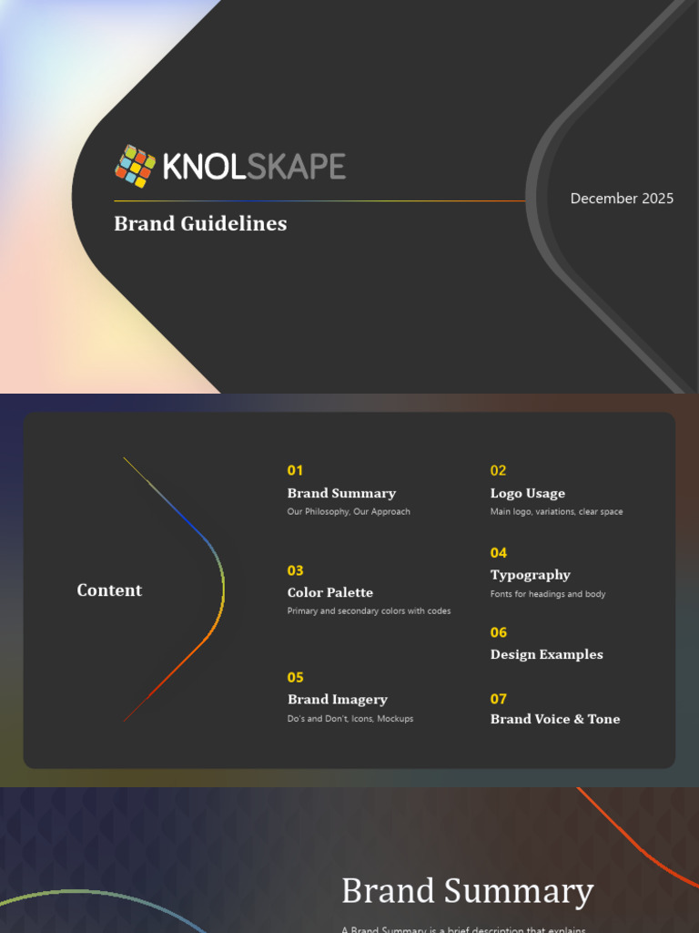 KNOLSKAPE - Brand Guidelines Deck - Dec 2025 | PDF | Logos | Typography