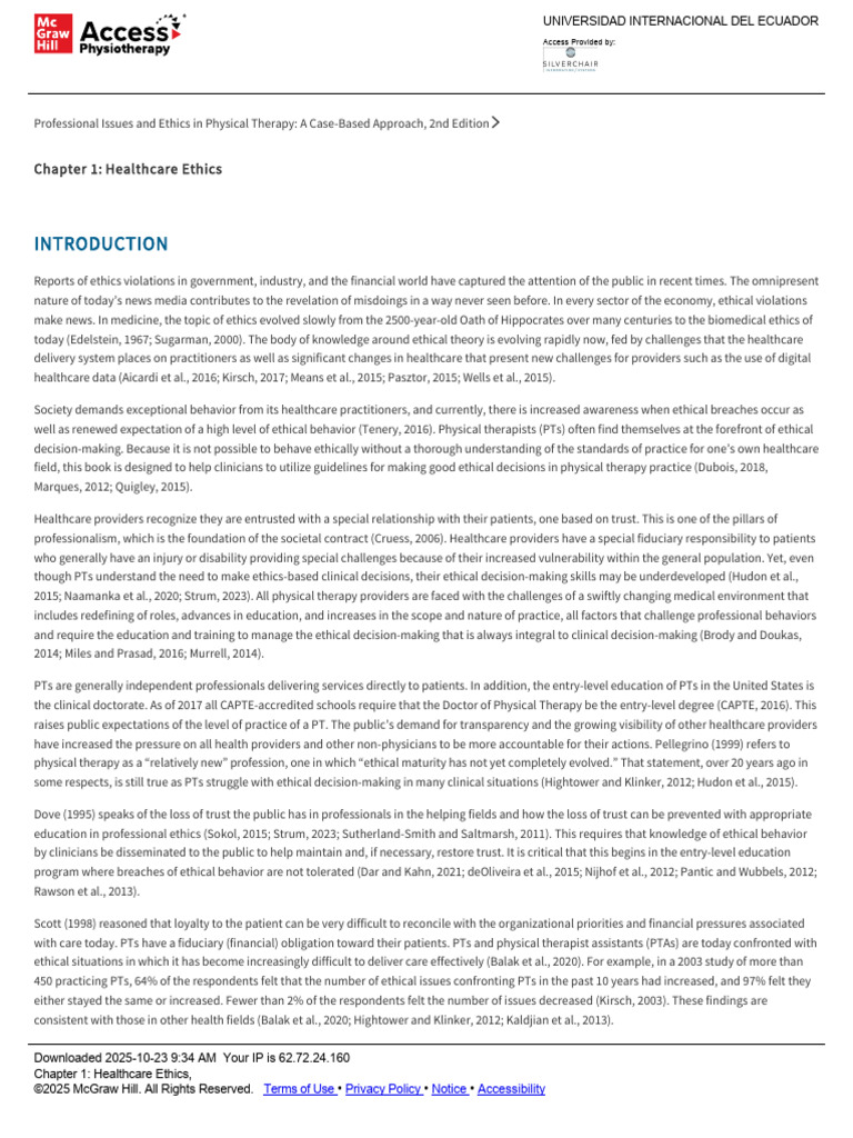 Ethics in Physical Therapy Practice | PDF | Autonomy | Bioethics