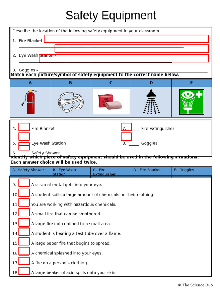 Classroom Safety Equipment Guide | PDF | Personal Protective Equipment