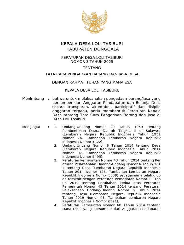 Tata Cara Pengadaan Barang Desa 2025 | PDF