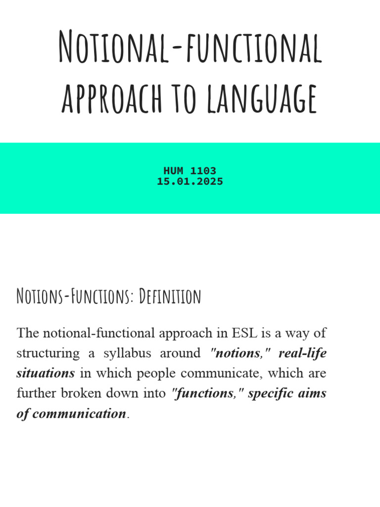 Notional-Functional ESL Teaching Guide | PDF