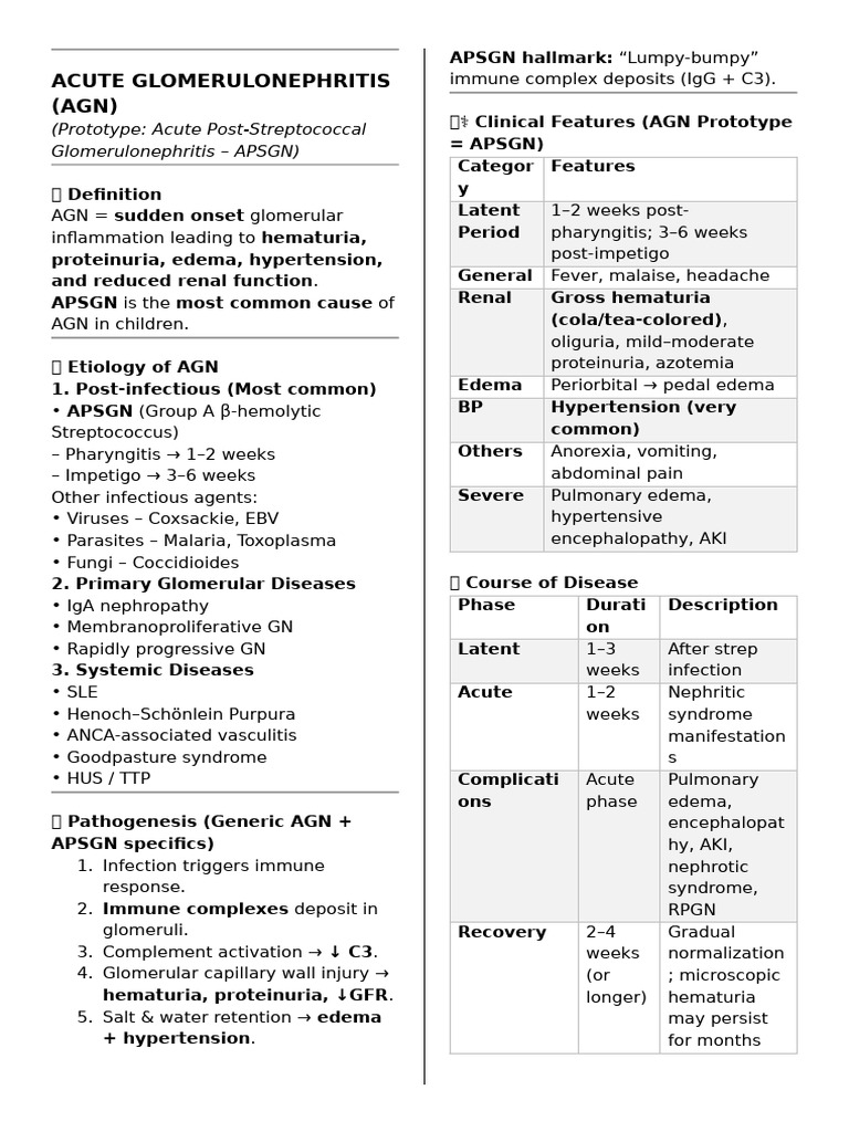 Acute Glomerulonephritis Overview | PDF | Medical Specialties ...