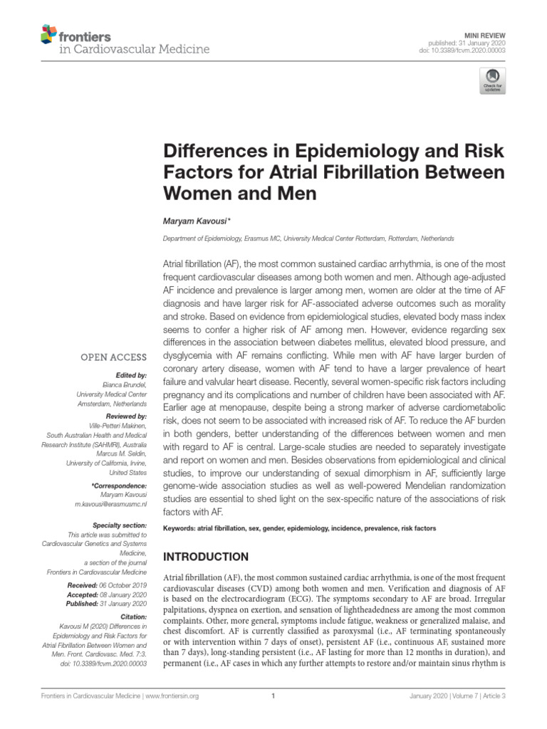 Atrial Fibrillation: Gender Differences in Risk | PDF | Hypertension ...