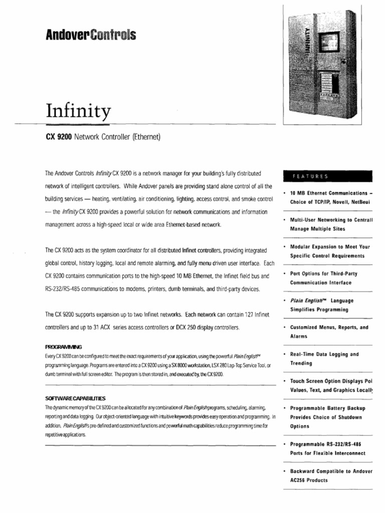 Andover Controls CX 9200 Network Controller | PDF | Computer Network ...