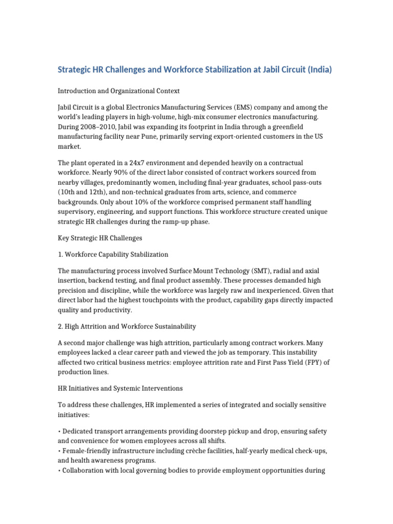 Jabil HR Case Study SPJain | PDF | Employment | Economies