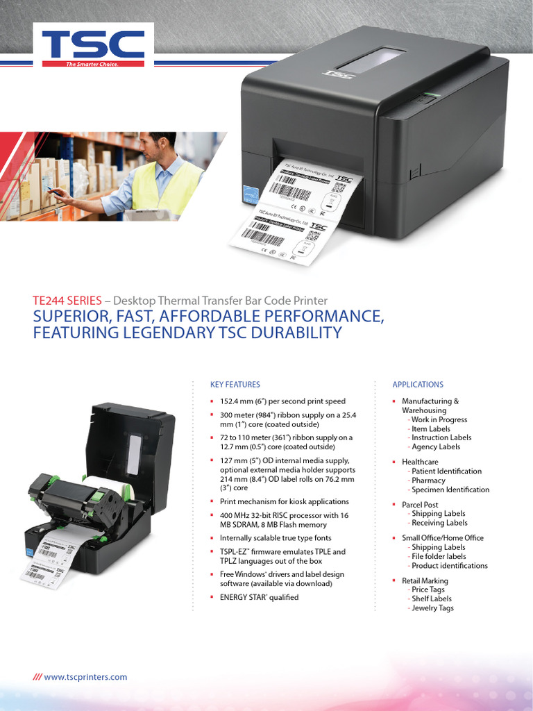 TE244 Desktop Thermal Transfer Printer | PDF | Universal Product Code ...
