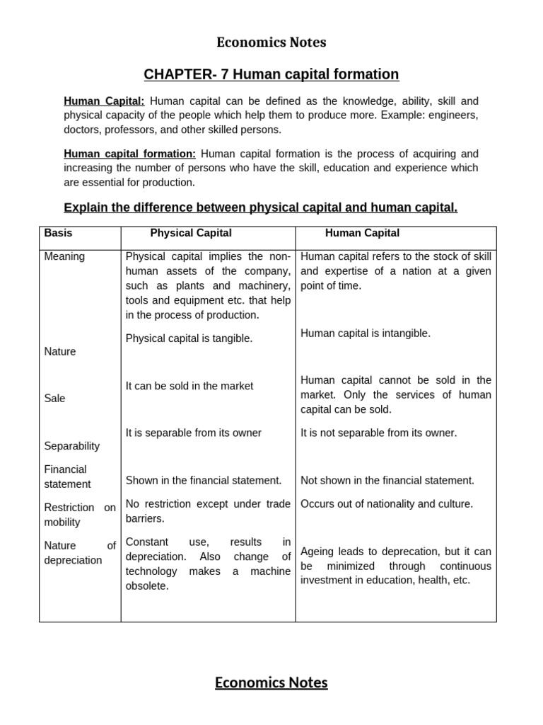 Human Capital Formation in Economics | PDF | Human Capital | Capital ...
