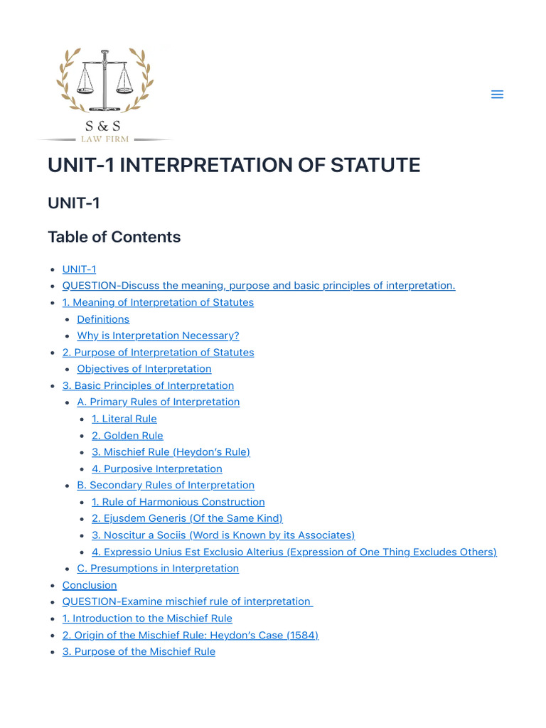 Statutory Interpretation: Principles & Purpose | PDF | Statutory ...