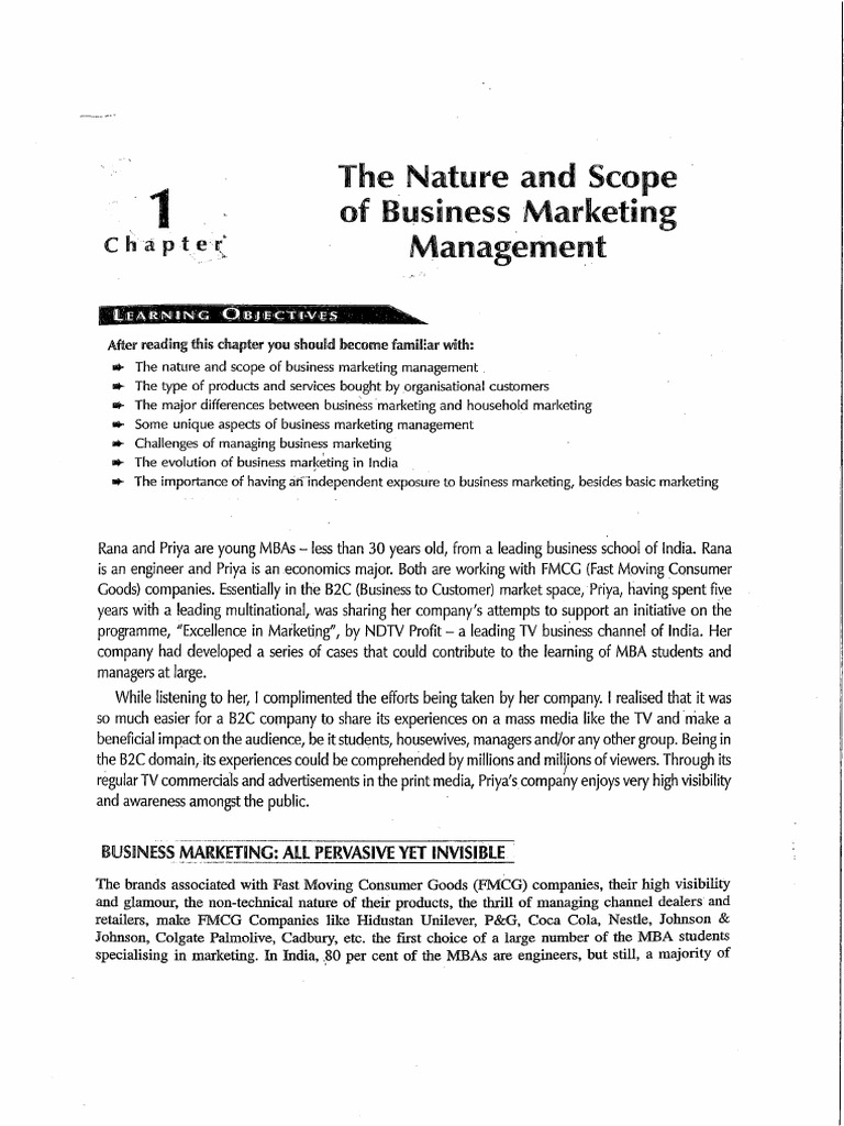 Ch-1 The Nature and Scope of Business Marketing Management | PDF