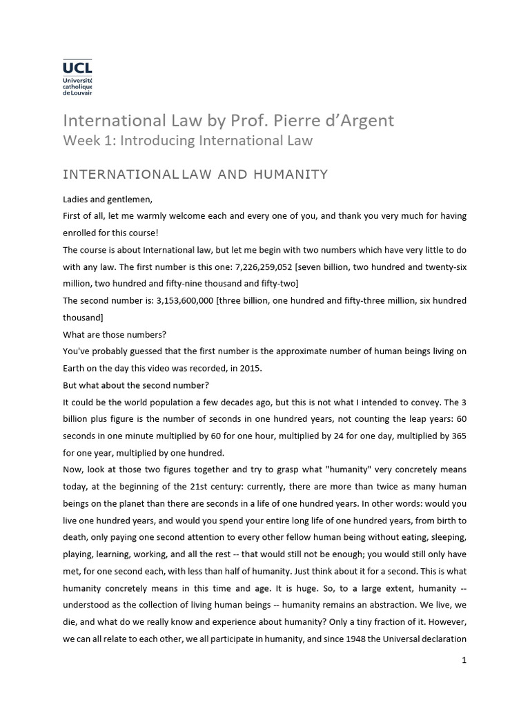 Introduction to International Law Course | PDF | International Law ...