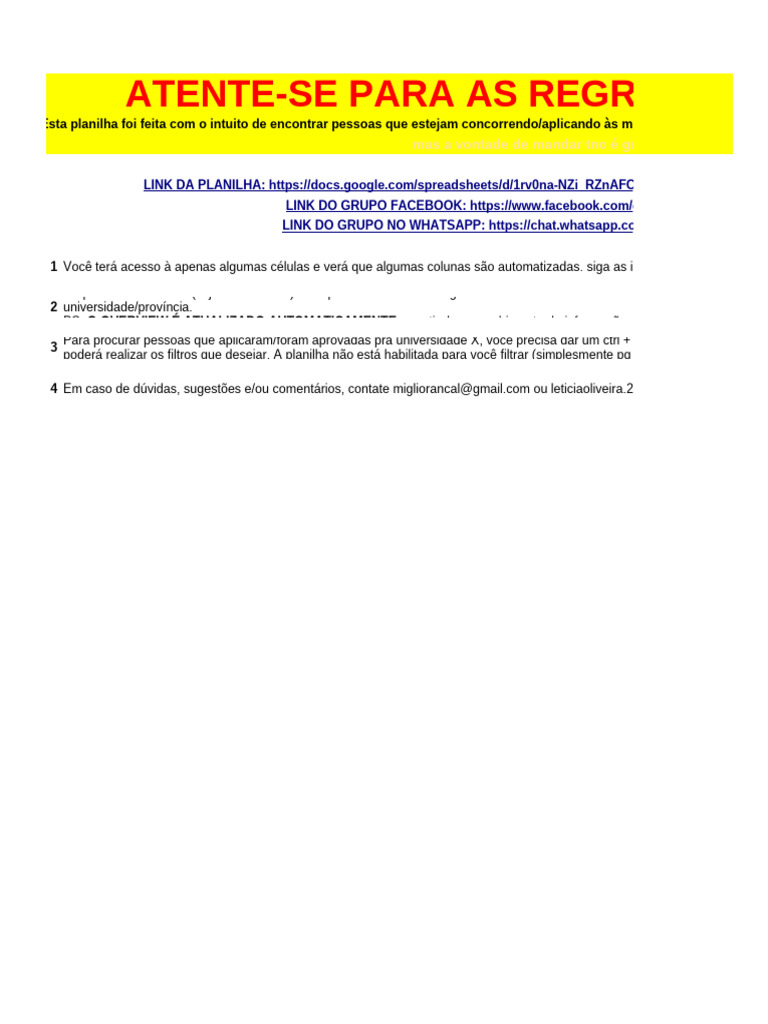 ELAP 2.0 - Planilha Geral | PDF | Mestrado | Pós-graduação