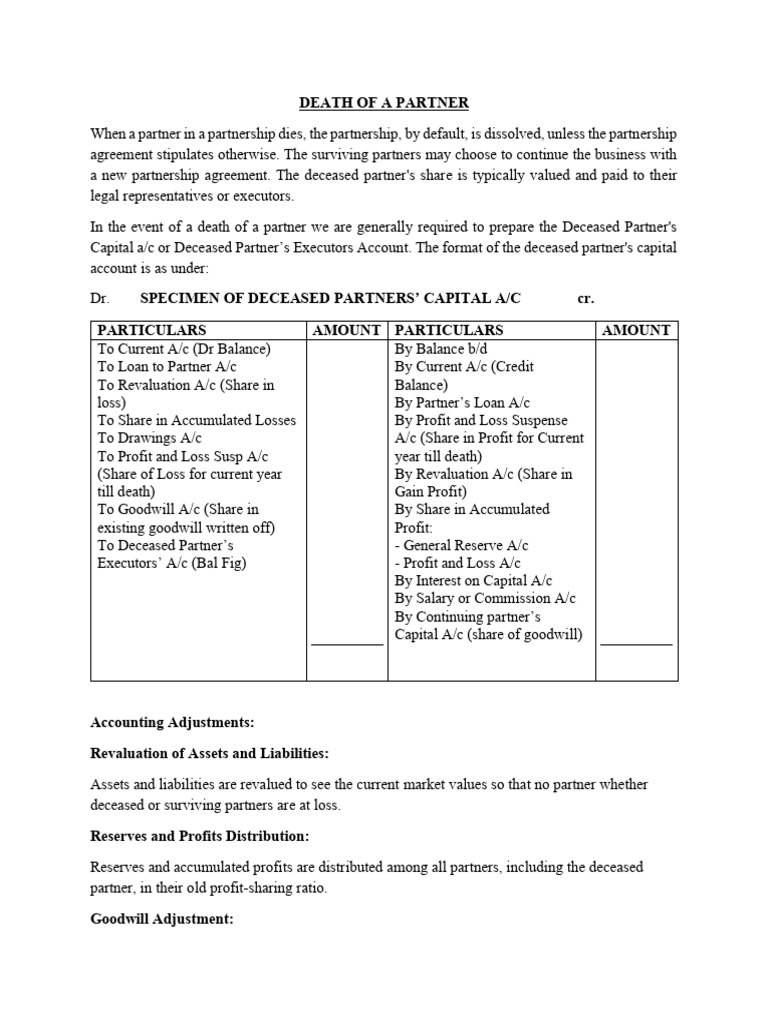 Partner Death: Accounting Procedures | PDF | Debits And Credits ...