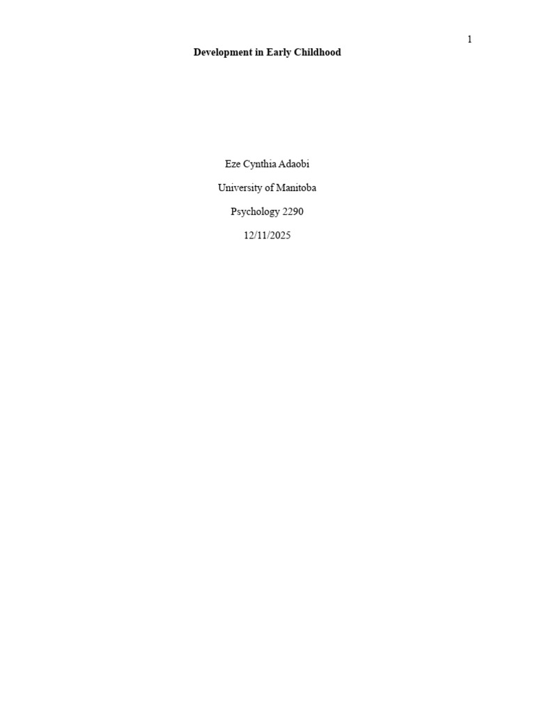 Early Childhood Motor and Cognitive Development | PDF | Cognitive ...
