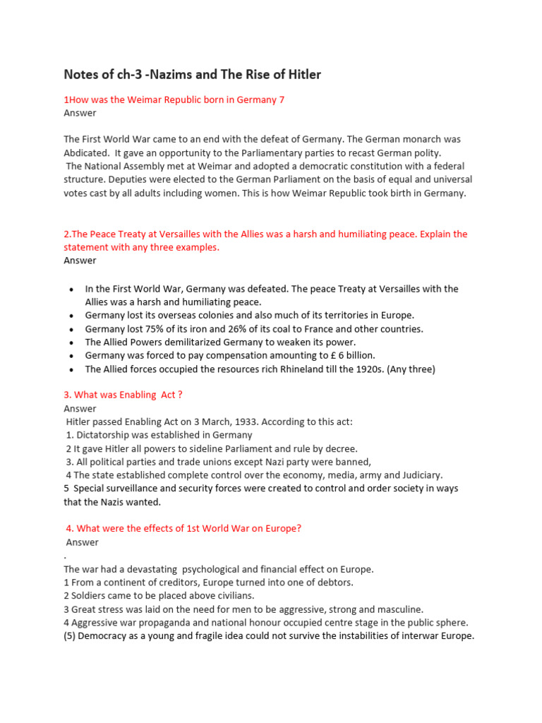 Weimar Republic and Rise of Hitler Explained | PDF | Nazi Germany ...