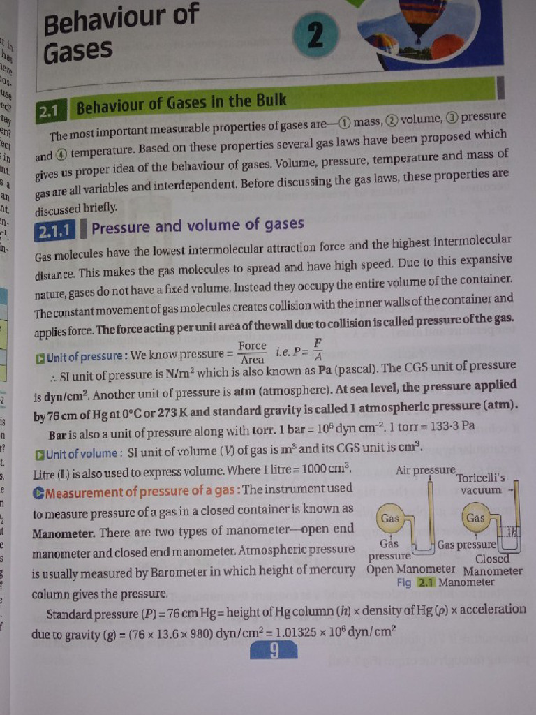 Physical Science Chapter 2 Behaviour of Gases | PDF