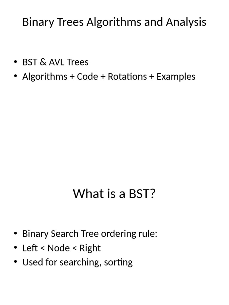 Binary Trees: BST & AVL Algorithms Guide | PDF | Algorithms And Data ...