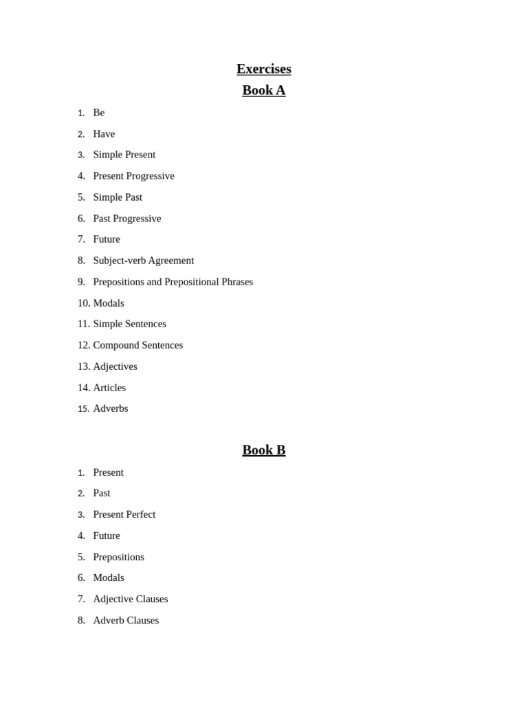 English Grammar Exercises Overview | PDF