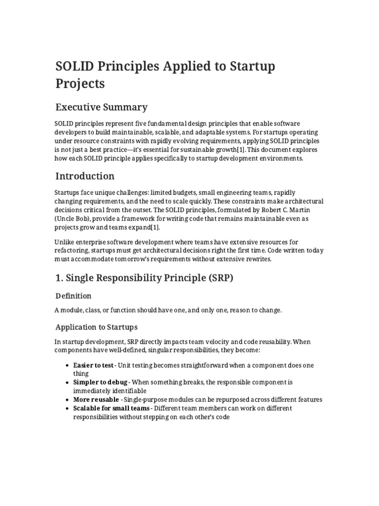 SOLID Principles for Startup Development | PDF | Class (Computer ...
