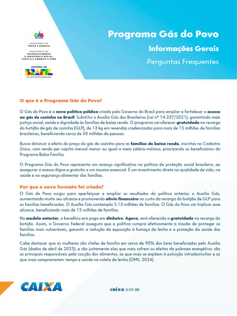 Programa Gás do Povo: Acesso Gratuito ao GLP | PDF