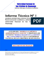 (P2) INFORME Nº 1 ANALISIS DEL MODELO ACADEMICO-ADMINISTRATIVO REESTRUCTURACIÓN UNSCH