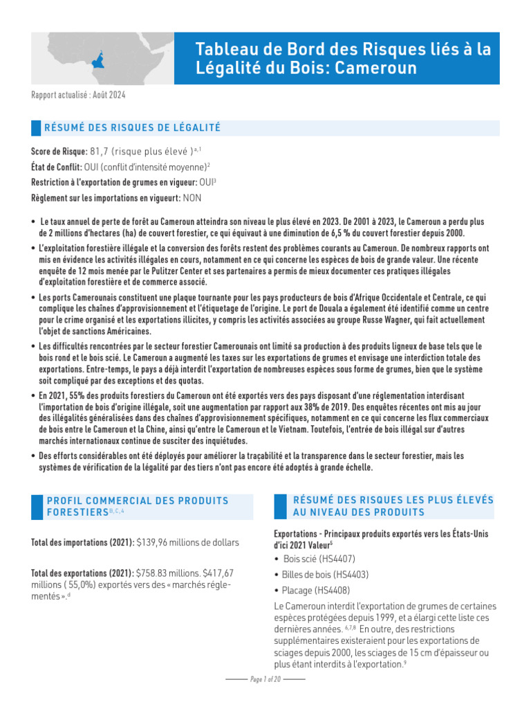 Risques de Légalité du Bois au Cameroun | PDF | la corruption | Cameroun
