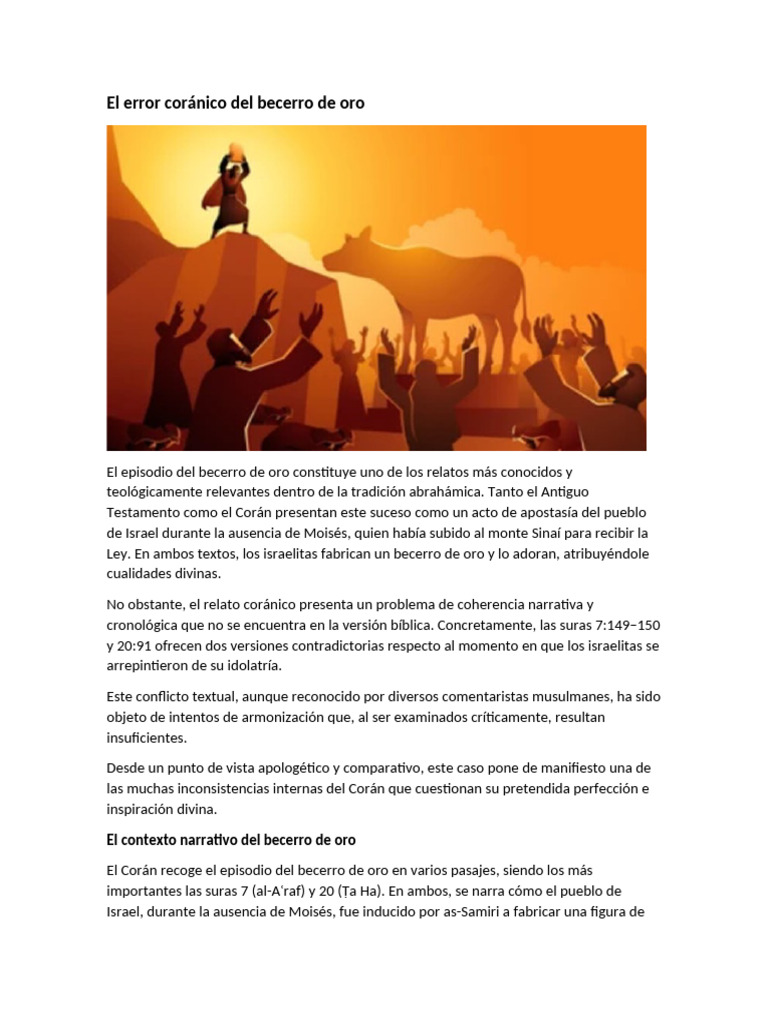 Inconsistencias en el Corán: Becerro de Oro | PDF | Moisés | Corán