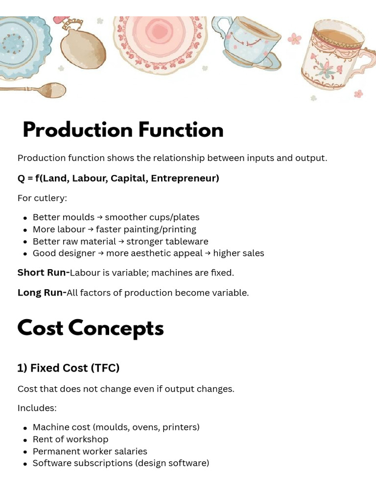 Understanding Production Function and Costs | PDF
