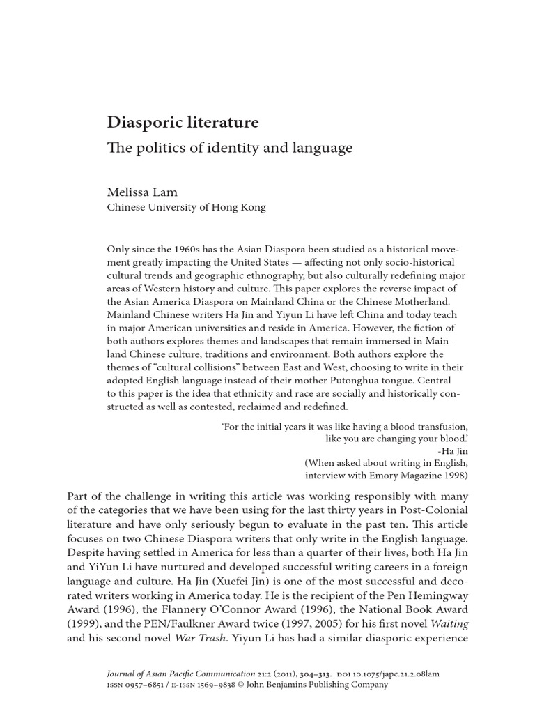 Diasporic Literature: Identity & Language | PDF | Multilingualism ...