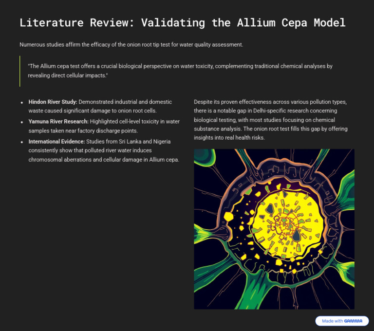 Allium Cepa Model for Water Quality Testing | PDF