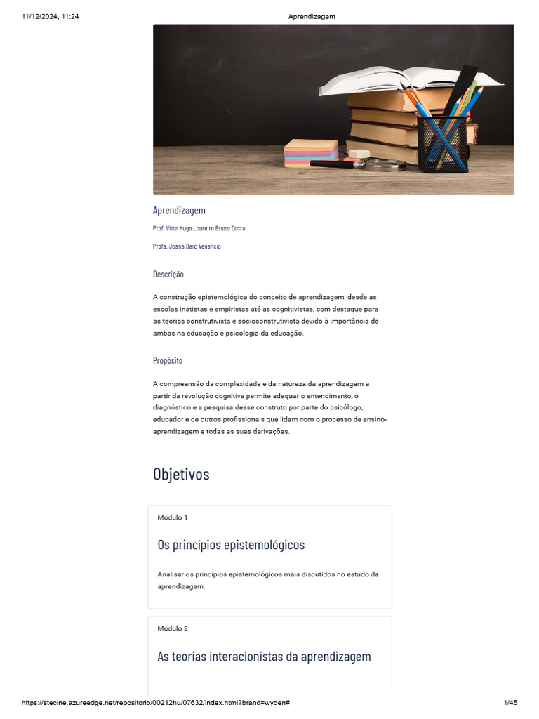 Teorias da Aprendizagem e Práticas Educativas | PDF | Aprendizado ...