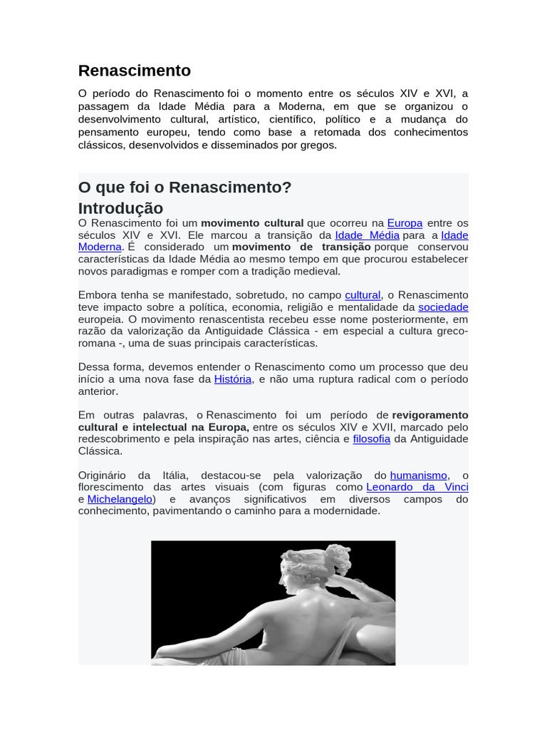 Renascimento | PDF | Renascimento | Idade Média