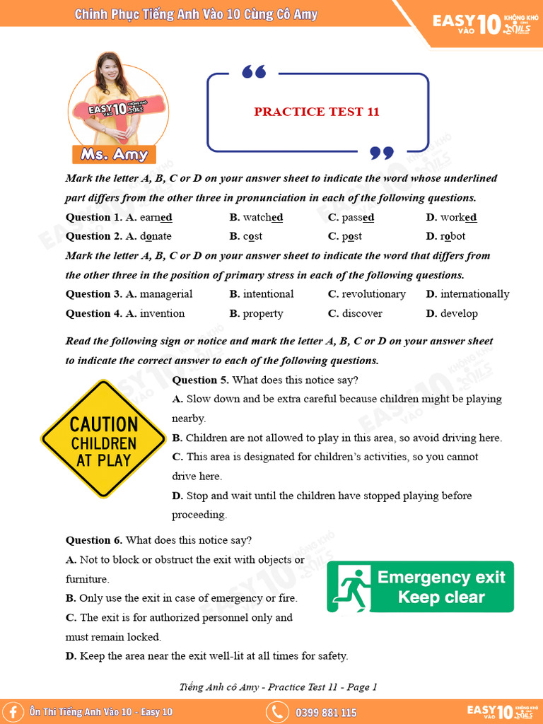 Practice Test 11 | PDF | Aurora | Friendship