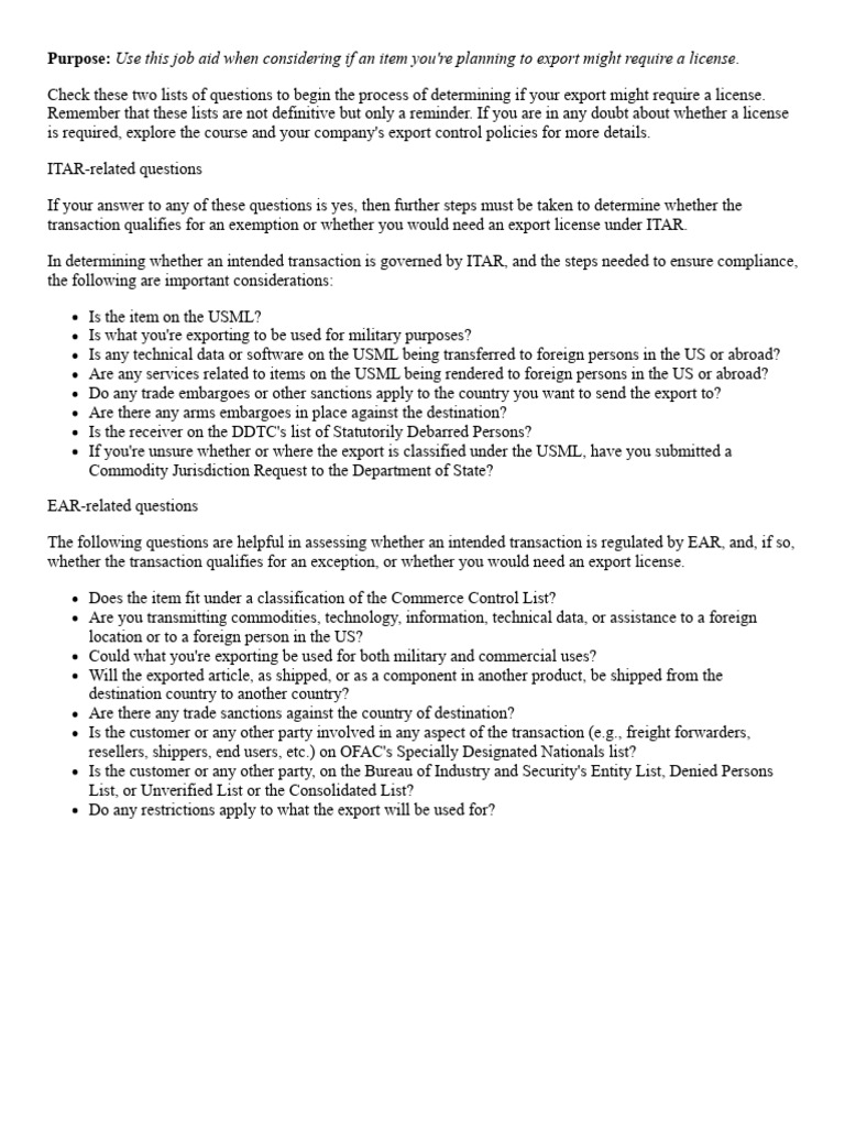 Export License Determination Guide | PDF | Commercial Policy ...