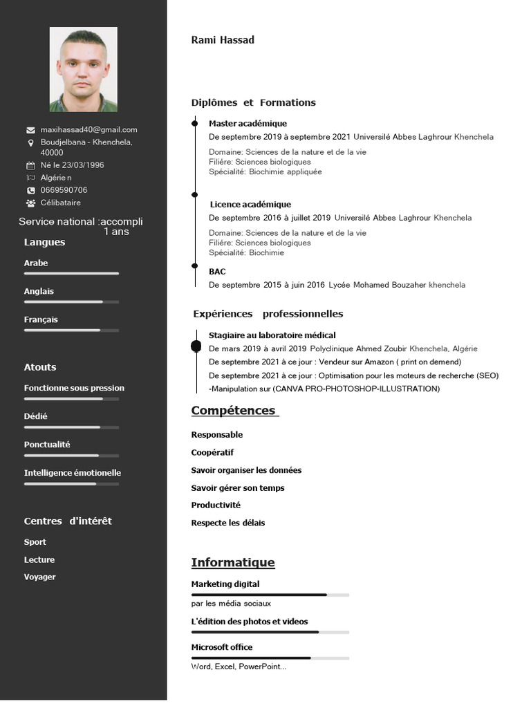CV de Rami Hassad : Biochimie & SEO | PDF