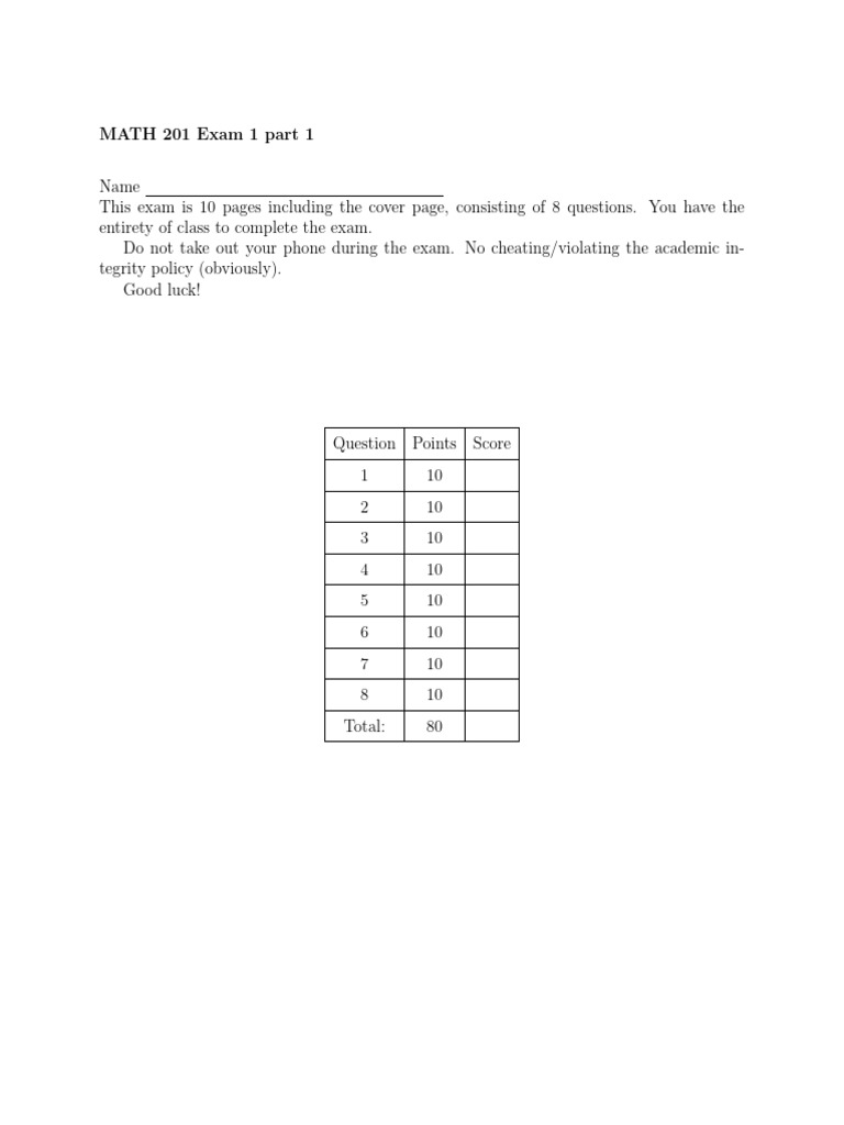 Calc 1 Exam 1 Part 1 | PDF | Mathematical Analysis