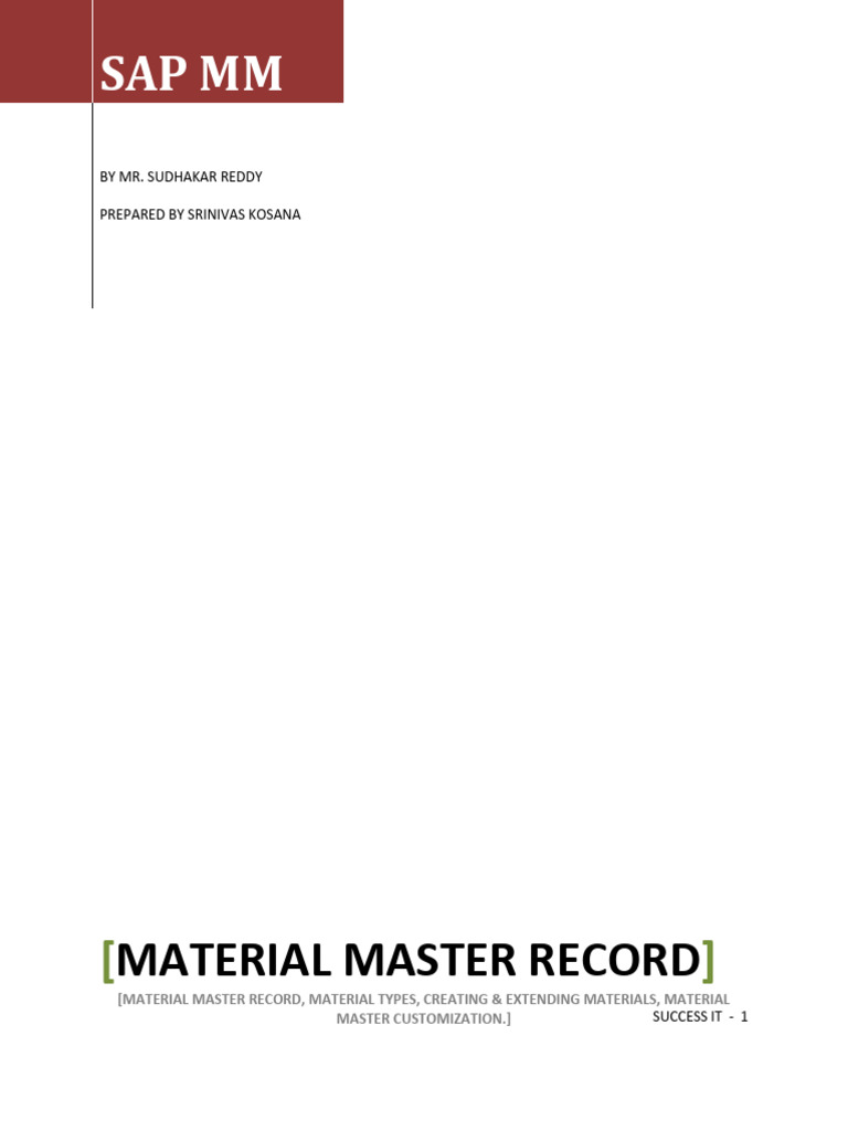 SAP MM Material Master Overview | PDF | Logistics | Valuation (Finance)