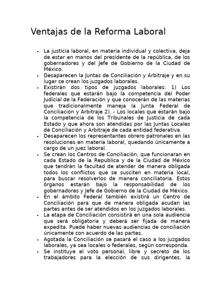 Ventajas de La Reforma Laboral | PDF | Arbitraje | Derecho laboral