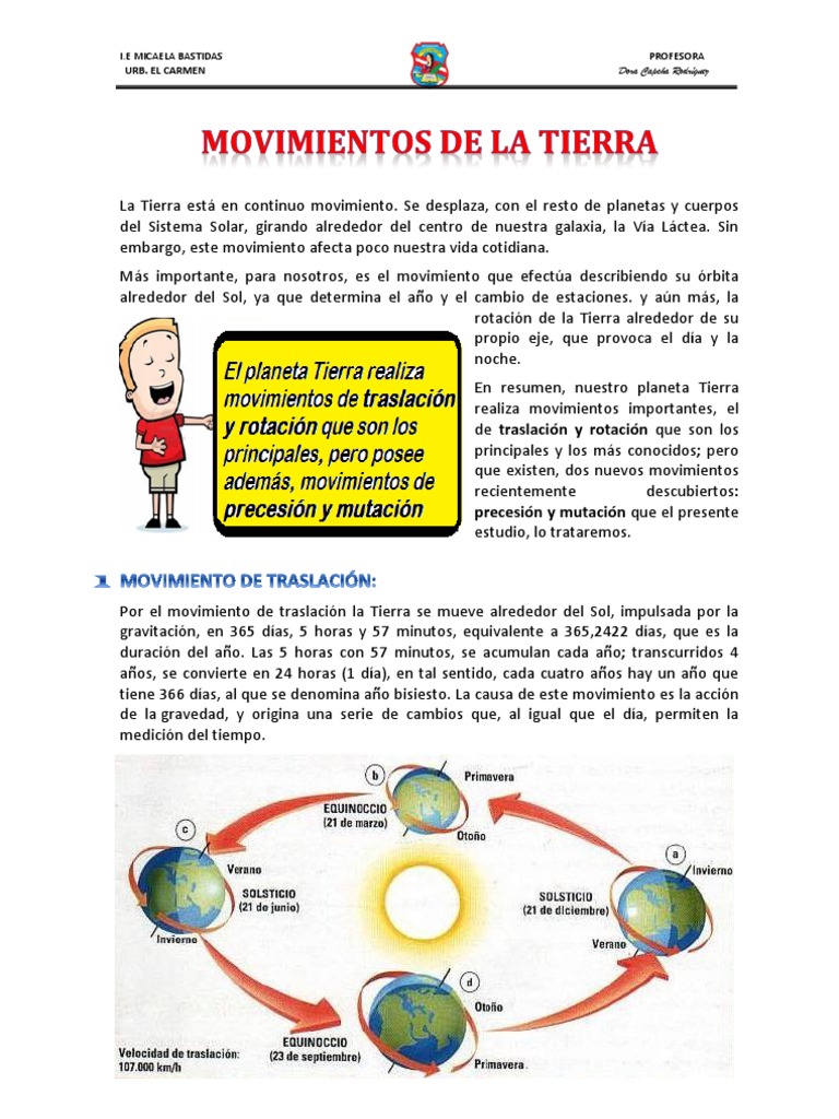 Movimientos de la Tierra: Rotación y Traslación | PDF | Tierra ...
