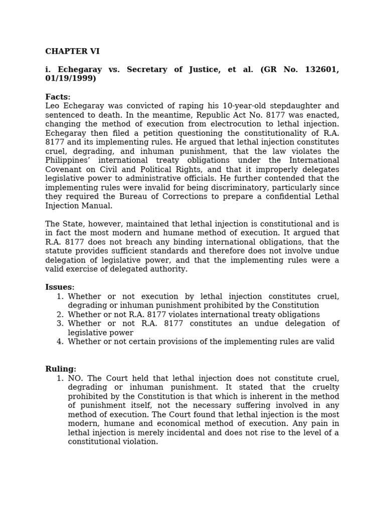 CHAPTER VI Case Digests - final | PDF | Capital Punishment | Treaty