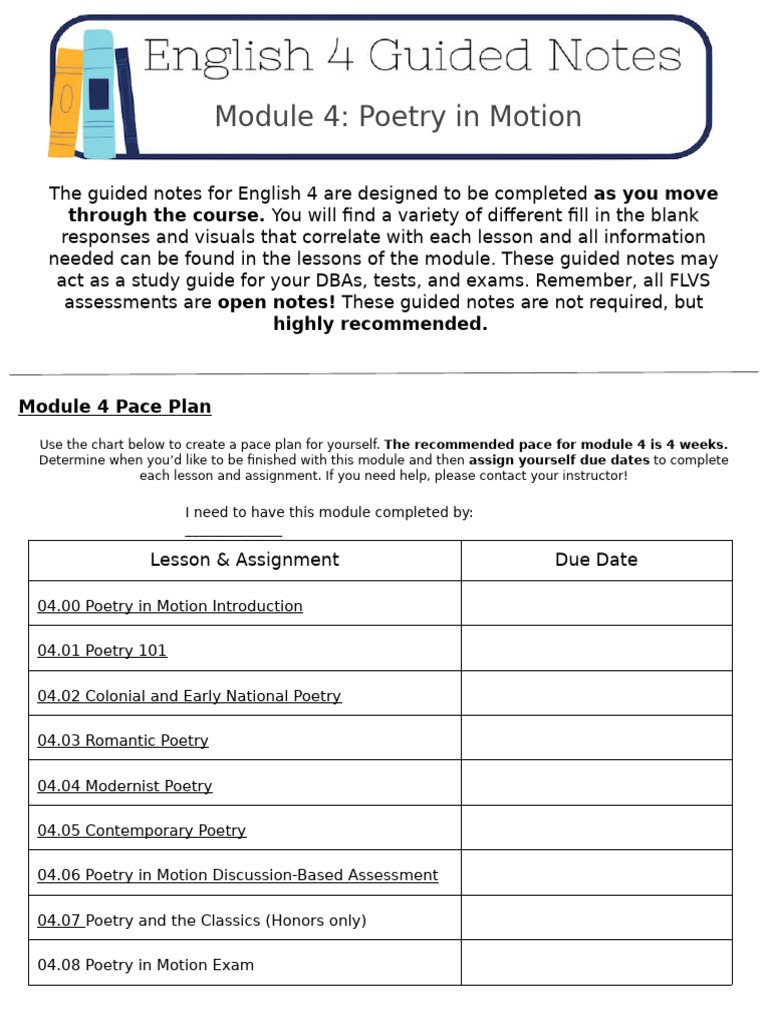 English 4 Module 4: Poetry Notes | PDF | Poetry | Rhyme